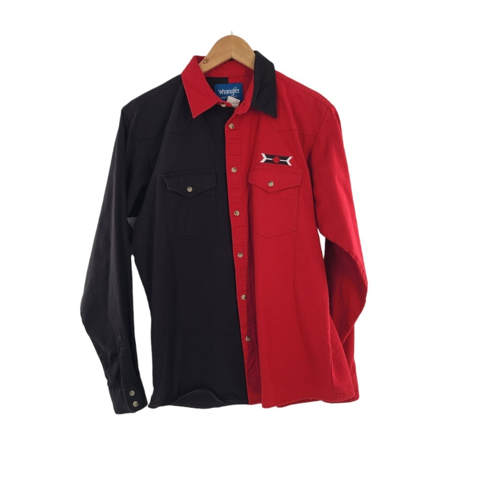 Wrangler Men's XXL Western Shirt – Red & Black Pearl Snap Long Sleeve